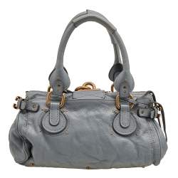 Pre Owned Chloe Powder Blue Leather Medium Paddington Satchel
