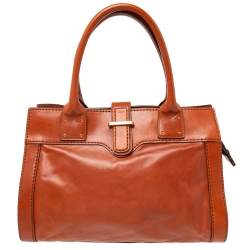 Pre Owned Chloe Brown Leather Oversized Zipper Tote