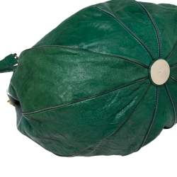 Pre Owned Chloe Green Crinkled Leather and Suede Tassel Chain Hobo 