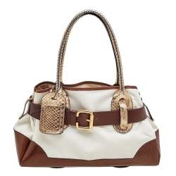 Pre Owned Chloe Multicolor Canvas, Python and Leather Tote