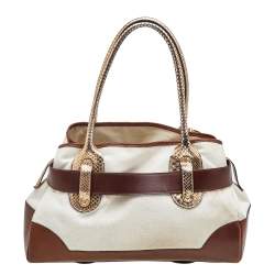 Pre Owned Chloe Multicolor Canvas, Python and Leather Tote