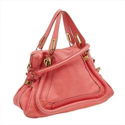 Pre Owned Chloe Coral Orange Leather Medium Paraty Satchel