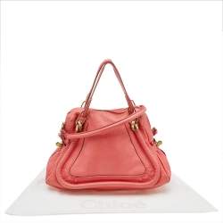 Pre Owned Chloe Coral Orange Leather Medium Paraty Satchel