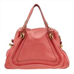 Pre Owned Chloe Coral Orange Leather Medium Paraty Satchel