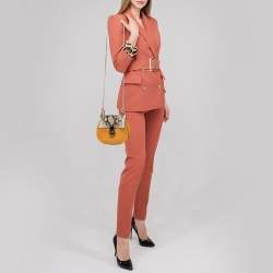 Pre Owned Chloe Mustard/Brown Suede and Python Small Drew Shoulder Bag