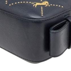 Pre Owned Chloe Black Leather Embroidered Horses Crossbody Bag