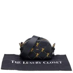 Pre Owned Chloe Black Leather Embroidered Horses Crossbody Bag