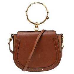 Chloe Small Nile Bracelet Bag Calfskin & Suede in Bleached Brown