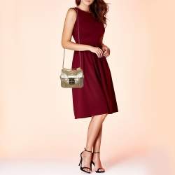 Chloe Metallic Gold Python Leather Small Elsie Shoulder Bag