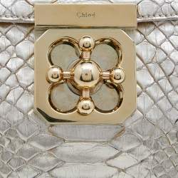 Chloe Metallic Gold Python Leather Small Elsie Shoulder Bag
