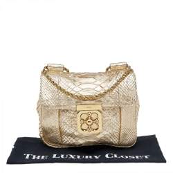 Chloe Metallic Gold Python Leather Small Elsie Shoulder Bag