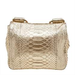 Chloe Metallic Gold Python Leather Small Elsie Shoulder Bag