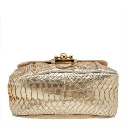 Chloe Metallic Gold Python Leather Small Elsie Shoulder Bag