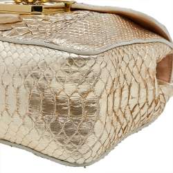 Chloe Metallic Gold Python Leather Small Elsie Shoulder Bag