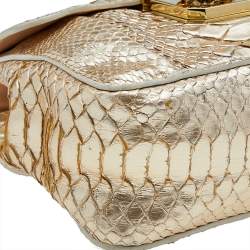 Chloe Metallic Gold Python Leather Small Elsie Shoulder Bag