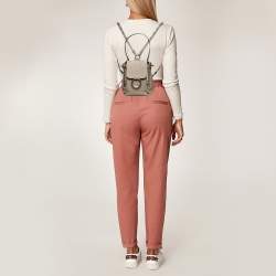 Pre Owned Chloe Taupe Leather and Suede Mini Faye Daye Backpack