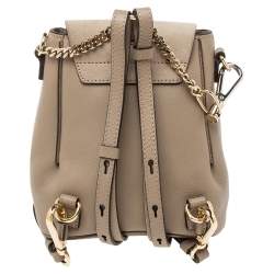 Pre Owned Chloe Taupe Leather and Suede Mini Faye Daye Backpack