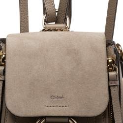 Pre Owned Chloe Taupe Leather and Suede Mini Faye Daye Backpack