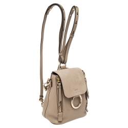 Pre Owned Chloe Taupe Leather and Suede Mini Faye Daye Backpack