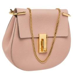 Pre Owned Chloe Dusty Pink Leather Medium Drew Shoulder Bag