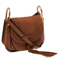 Pre Owned Chloe Brown Leather Small Braided Hudson Shoulder Bag