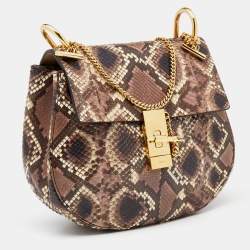 Pre Owned حقيبة كتف كلوي درو جلد ثعبان متعددة الألوان متوسطة  