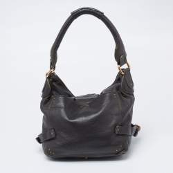Pre Owned Chloe Dark Grey Leather Paddington Hobo