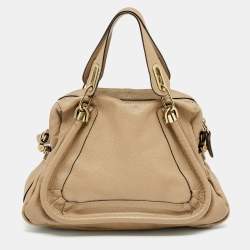 Pre Owned Chloe Beige Leather Medium Paraty Satchel