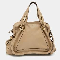 Pre Owned Chloe Beige Leather Medium Paraty Satchel