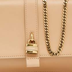 Pre Owned Chloe Beige Leather Aurore Wallet on Chain
