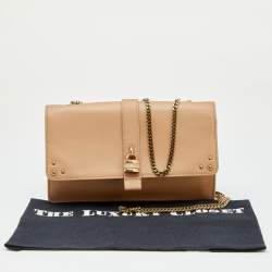 Pre Owned Chloe Beige Leather Aurore Wallet on Chain