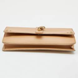 Pre Owned Chloe Beige Leather Aurore Wallet on Chain