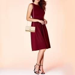 Pre Owned Chloe Beige Leather Aurore Wallet on Chain