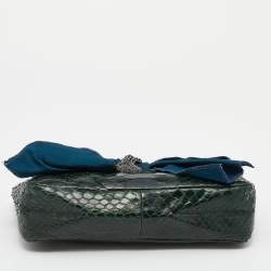 Chloe Green Python Bow Embellished Clutch