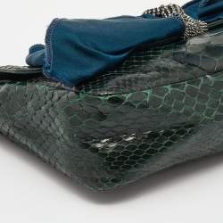Chloe Green Python Bow Embellished Clutch