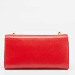 Pre Owned Chloe Red Leather Bow Chain Clutch