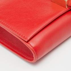 Pre Owned Chloe Red Leather Bow Chain Clutch