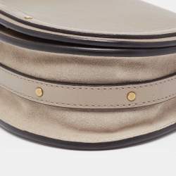 Pre Owned Chloe Khaki Beige Leather and Suede Small Nile Bracelet Shoulder Bag