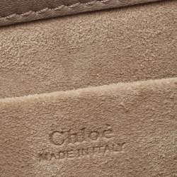 Pre Owned Chloe Khaki Beige Leather and Suede Small Nile Bracelet Shoulder Bag