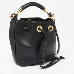 Pre Owned Chloe Black Leather Gala Drawstring Bucket Bag