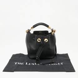 Pre Owned Chloe Black Leather Gala Drawstring Bucket Bag