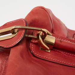 Pre Owned Chloe Brick Red Leather Medium Paraty Shoulder Bag
