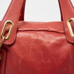Pre Owned Chloe Brick Red Leather Medium Paraty Shoulder Bag