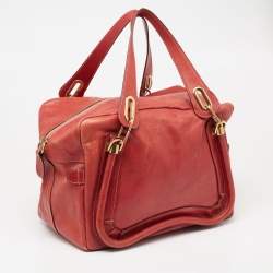 Pre Owned Chloe Brick Red Leather Medium Paraty Shoulder Bag