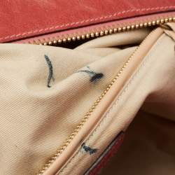 Pre Owned Chloe Brick Red Leather Medium Paraty Shoulder Bag