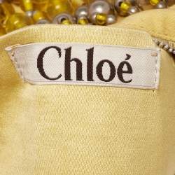 Chloe Yellow Canvas Beaded Embellished Crescent Hobo