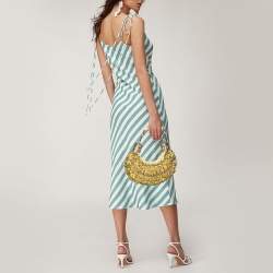 Chloe Yellow Canvas Beaded Embellished Crescent Hobo