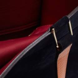 Pre Owned Chloe Navy Blue/Tan Suede and Leather Top Zip Tote