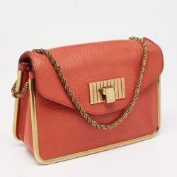 Pre Owned Chloe Burnt Orange Leather Small Sally Shoulder Bag