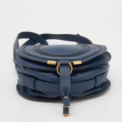 Pre Owned Chloe Blue Leather Mini Marcie Crossbody Bag